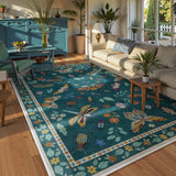 Covaba modern parisian insect area rug in fern green, styled in a room setting, view 2