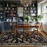 Covaba modern parisian insect area rug in ink black, styled in a room setting, view 3