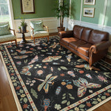 Covaba modern parisian insect area rug in ink black, styled in a room setting, view 9