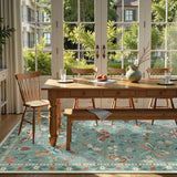 Covaba modern parisian insect area rug in sage mist, styled in a room setting, view 9