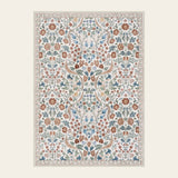 Covaba maximalism vibrant blossom floral doormat in warm beige, shown flat on a plain ivory backdrop