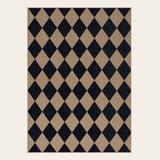 Covaba geometric checkered easy jute indoor/outdoor doormat in coffee brown, shown flat on a plain ivory backdrop