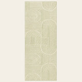 Covaba abstract rainbow stripe green/white runner rug in fern green, shown flat on a plain ivory backdrop