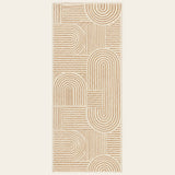 Covaba abstract rainbow stripe orange/white runner rug in amber clay, shown flat on a plain ivory backdrop