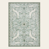 Covaba vintage woodland area rug in willow sage, shown flat on a plain ivory backdrop