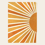 Covaba boho rainbow sunshine area rug in amber clay, shown flat on a plain ivory backdrop