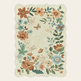 Rug – Boho Modern Parisian Floral Scalloped – Warm Beige