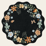 Rug – Boho Modern Parisian Floral Scalloped – Ink Black