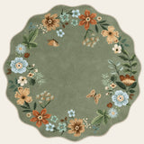 Rug – Boho Modern Parisian Floral Scalloped – Fern Green