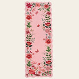 Covaba boho modern parisian floral scalloped runner rug in blush clay, shown flat on a plain ivory backdrop