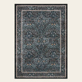 Covaba maximalism vintage french floral doormat in ink black, shown flat on a plain ivory backdrop