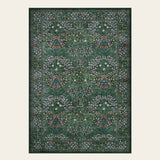 Covaba maximalism vintage french floral doormat in forest fern, shown flat on a plain ivory backdrop