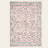 Covaba maximalism vintage french floral doormat in blush clay, shown flat on a plain ivory backdrop