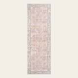 Covaba maximalism vintage french floral runner rug in blush clay, shown flat on a plain ivory backdrop