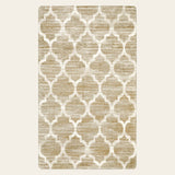 Covaba classic moroccan trellis 3x5 taupe/khaki area rug in dune khaki, shown flat on a plain ivory backdrop
