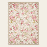 Covaba romantic vintage floral rose garden and doormat in blush clay, shown flat on a plain ivory backdrop