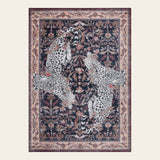 Covaba vintage leopard area rug in coffee brown, shown flat on a plain ivory backdrop