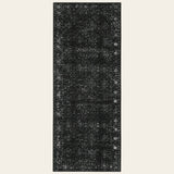 Covaba vintage persian distressed runner rug in ink black, shown flat on a plain ivory backdrop