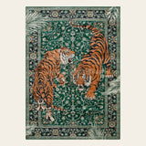 Covaba wild tiger doormat in fern green, shown flat on a plain ivory backdrop