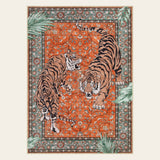Covaba wild tiger area rug in burnt rust, shown flat on a plain ivory backdrop