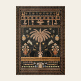 Covaba ancient egyptian revival cat area rug in ink black, shown flat on a plain ivory backdrop