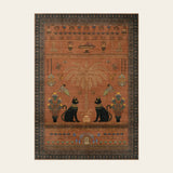 Covaba ancient egyptian revival cat area rug in faded rose, shown flat on a plain ivory backdrop