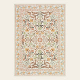 Covaba boho modern parisian garden floral fall area rug in golden wheat, shown flat on a plain ivory backdrop