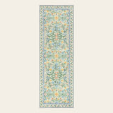 Covaba boho modern parisian garden floral runner rug in fern green, shown flat on a plain ivory backdrop