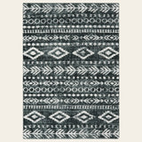 Covaba modern rustic farmhouse moroccan tribal black/white area rug in soft white, shown flat on a plain ivory backdrop