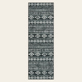 Covaba modern rustic farmhouse moroccan tribal black/white runner rug in soft white, shown flat on a plain ivory backdrop
