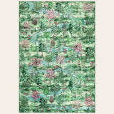 Covaba forest woodland area rug in fern green, shown flat on a plain ivory backdrop