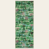 Covaba forest woodland runner rug in fern green, shown flat on a plain ivory backdrop