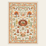 Covaba halloween pumpkin area rug in golden wheat, styled in a room setting, view 3