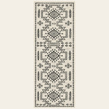 Covaba aztec moroccan distressed runner rug in warm beige, shown flat on a plain ivory backdrop
