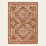 Covaba aztec moroccan distressed area rug in amber clay, shown flat on a plain ivory backdrop