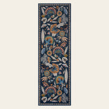 Covaba egyptian-inspired botanical runner rug in teal haze, shown flat on a plain ivory backdrop