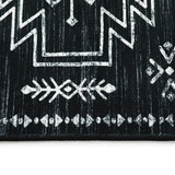 Covaba aztec moroccan distressed rug in ink black, styled in a room setting, view 2