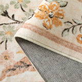 Covaba boho modern parisian garden floral fall rug in golden wheat, styled in a room setting