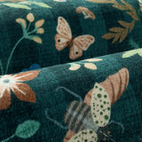 Covaba boho insect botanical floral rug in forest fern, styled in a room setting, view 2