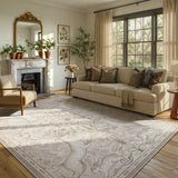 Covaba vintage woodland area rug in warm beige, styled in a room setting, view 5