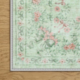 Covaba vintage traditional floral area rug in fern green, styled in a room setting, view 21