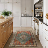 Covaba boho vintage tribal area rug in burnt rust, styled in a room setting, view 8