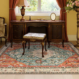 Covaba boho vintage tribal area rug in burnt rust, styled in a room setting, view 3