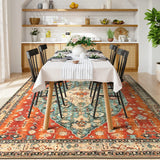 Covaba boho vintage tribal area rug in burnt rust, styled in a room setting, view 14