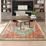 Covaba boho vintage tribal area rug in burnt rust, styled in a room setting, view 16