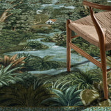 Covaba vintage forest woodland rug in fern green, styled in a room setting, view 3