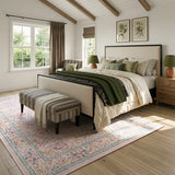 Covaba maximalism vintage french floral rug in blush clay, styled in a room setting, view 2