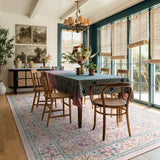 Covaba maximalism vintage french floral rug in blush clay, styled in a room setting, view 4
