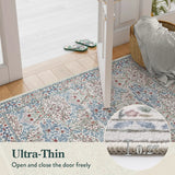 Covaba maximalism vintage french floral rug in warm beige, styled in a room setting, view 2