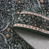 Covaba maximalism vintage french floral rug in ink black, styled in a room setting, view 2